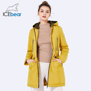 ICEbear 2019 New Brand Clothing Women Spring Parka Womens Long Thin Jacket With Hat Detachable Warm Coat 16G262D