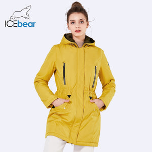 ICEbear 2019 New Brand Clothing Women Spring Parka Womens Long Thin Jacket With Hat Detachable Warm Coat 16G262D